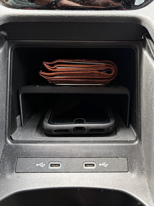 VW ID.4, ID.5 storage hidden tray, in the mobile charger gap