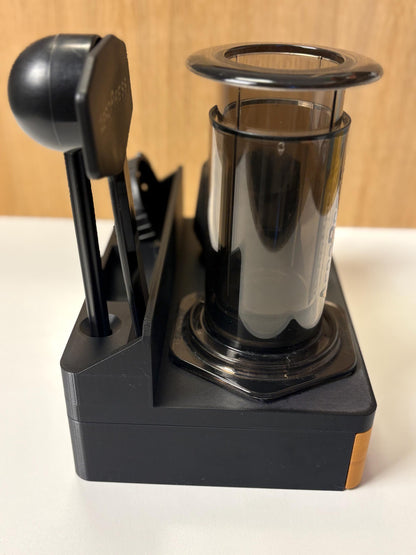 AeroPress Station Organizer, Filters, Scoop and Stirrer. Optional Drawer for Scale. Coffee Bar Stand