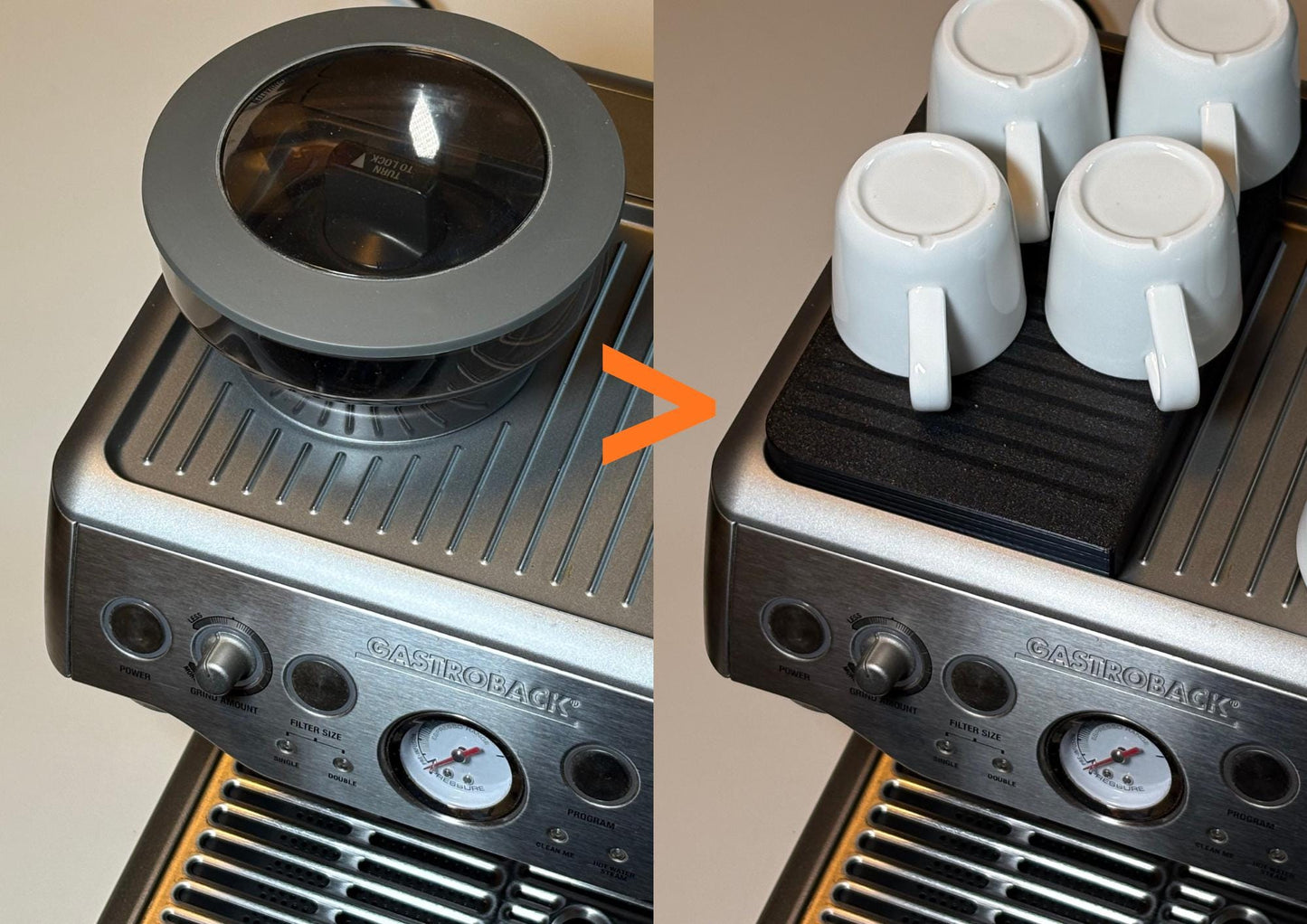 Flat Top Conversion Tray for Sage/Breville Barista Express & Barista Pro with Safety Cap